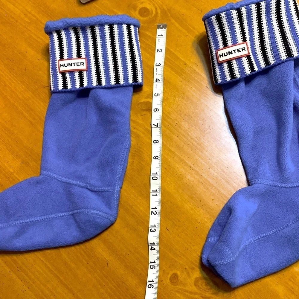 Hunter Blue Striped Cuff Boot Socks
